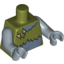 Набор LEGO Torso Ragged Crop Top with Bone Clasp Print (Lady Cyclops) / Sand Blue Arms / Sand Blue Hands, Оливковый