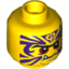 Набор LEGO Minifig Head Black Eyebrows, Red Eyes, Purple Tattoo, Fang Print [Hollow Stud], Желтый