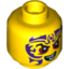 Набор LEGO Minifig Head Black Eyebrows, Red Eyes, Purple Tattoo, Evil Smile Print [Hollow Stud], Желтый