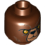 Набор LEGO Minifig Head Dual Sided Alien Chima Bear with Black Nose, Yellow Eyes, Dark Brown Fur, Stern / Raised Eyebrow Print (Bulkar) [Hollow Stud], Красно-коричневый