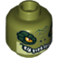Набор LEGO Minifig Head Alien Chima Crocodile with Dark Green Rimmed Eyes, Teeth and Yellowish Green Lower Jaw Print [Hollow Stud], Оливковый