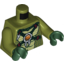 Набор LEGO Torso Crocodile Skin with Dark Green Crossing Straps and Fire Chi Emblem Print / Olive Green Arms / Dark Green Hands, Оливковый