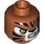 Набор LEGO Minifig Head Alien Chima Tiger with Orange Eyes, White Face, Fangs and Black Stripes Print (Trakkar) [Hollow Stud], Темно-оранжевый