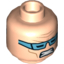 Набор LEGO Minifig Head Dual Sided Medium Blue Goggles, Smile with Teeth / Clenched Teeth Print (Captain Cold) [Hollow Stud], Light Flesh