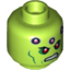 Набор LEGO Minifig Head Alien with Red Eyes, Green Cheek Lines, Dark Pink Circles and Scowl Print (Brainiac) [Hollow Stud], Лайм