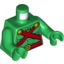 Набор LEGO Torso Muscles Outline with Red Straps and Belt, Yellow Clasps and Cord Print / Green Arms / Green Hands, Зеленый