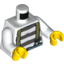 Набор LEGO Torso Town Prisoner Shirt with Prison Stripes and Suspenders Print / White Arms / Yellow Hands, Белый