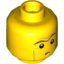 Набор LEGO Minifig Head Dual Sided Brown Unibrow and Cheek Lines, White Pupils, Mouth Open Smiling / Small Frown Print (President Business) [Hollow Stud], Желтый