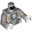 Набор LEGO Torso Nexo Knights Armor with Orange and Gold Circuitry and Sand Blue Emblem with Gray Horse Head Print / Flat Silver Arms / White Hands, Светлый сине-серый