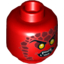 Набор LEGO Minifig Head Alien with Black Thin Eyebrows, Yellow Eyes, Dark Red Spots, Fangs Print [Hollow Stud], Красный