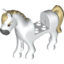 Набор LEGO Horse with 2 x 2 Cutout, Brown Eyes, Dark Brown Mane and Tail Print, Белый