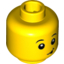 Набор LEGO Head Raised Black Eyebrows, White Pupils, Lopsided Smile with Black Tongue Out Pattern - Stud Recessed, Желтый