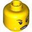 Набор LEGO Head Dual Sided Female, Dark Tan Lips, White Sweat Beads, Teeth Clenched / Lopsided Open Smile Pattern, Желтый