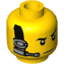Набор LEGO Head Black Eyebrows, White Pupils, Black and Silver Headset Pattern - Stud Recessed, Желтый