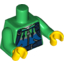 Набор LEGO Torso Hoodie Jacket with Ties, Dark Azure Stripe, Pockets, Silver Zipper and Dark Blue Straps Pattern / Green Arms / Yellow Hands, Зеленый