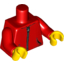 Набор LEGO Torso Hoodie Jacket with 2 Pockets and Silver Zipper Pattern / Red Arms / Yellow Hands, Красный