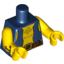 Набор LEGO Torso Pirate Vest Tattered, Belt, Gold Buckle, Chest Hair Pattern / Yellow Arm Left / Yellow Arm Right with Anchor Tattoo Pattern / Yellow Hands, Темно-синий