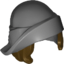 Набор LEGO Minifig Hair/Hat Combo -  Soft Folded Brim Hat over Dark Brown Bob Cut Hair, Темный сине-серый