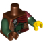 Набор LEGO Torso Vest Ornate, Sash, Silver Fox Head Pattern / Dark Green Arm Left with Dark Red Short Sleeve Pattern / Dark Green Arm Right / Yellow Hand Left / Reddish Brown Hand Right, Красно-коричневый