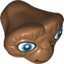 Набор LEGO Minifig Head Alien/Creature - E. T. with Wide Medium Blue Eyes and Dark Brown Closed Smile print, Medium Dark Flesh