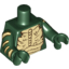Набор LEGO Minifig Torso Dual Sided - Tan Bare Chest with Bones and Spikes print - Dark Green Arms with Tan Stripes print - Dark Green Hands, Темно-зеленый