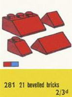 Набор LEGO Скошенные кирпичики 1 x 2 и 3 x 2, красные