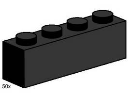 Набор LEGO 3468 1 x 4 Черные кирпичики
