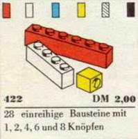 Набор LEGO 422 1 x 1, 1 x 2, 1 x 4, 1 x 6, 1 x 8 Кирпичики