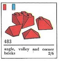 Набор LEGO 483-4 Скошенные кирпичики-черепица, красные