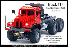Набор LEGO MOC-3846 3-х осный тягач КрАЗ 225, красный