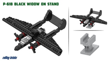 Набор LEGO MOC-22666 P-61B Black Bird on Display Stand